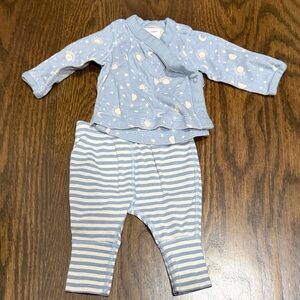 Hanna Andersson Soft Blue Baby Outfit